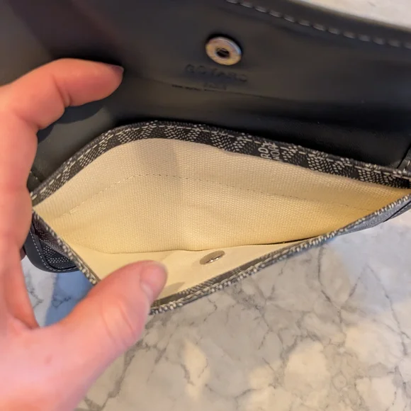 Goyard Gray Chevron Coated Canvas Goyardine St.Louis Pouch Wallet - Picture 5 of 6